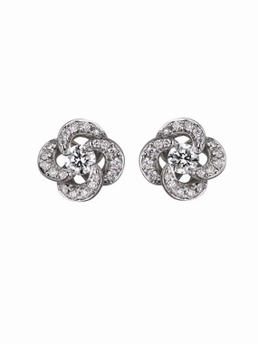 Shaun Leane Entwined 18ct White Gold Diamond Pave Petal Flower Stud Earrings
