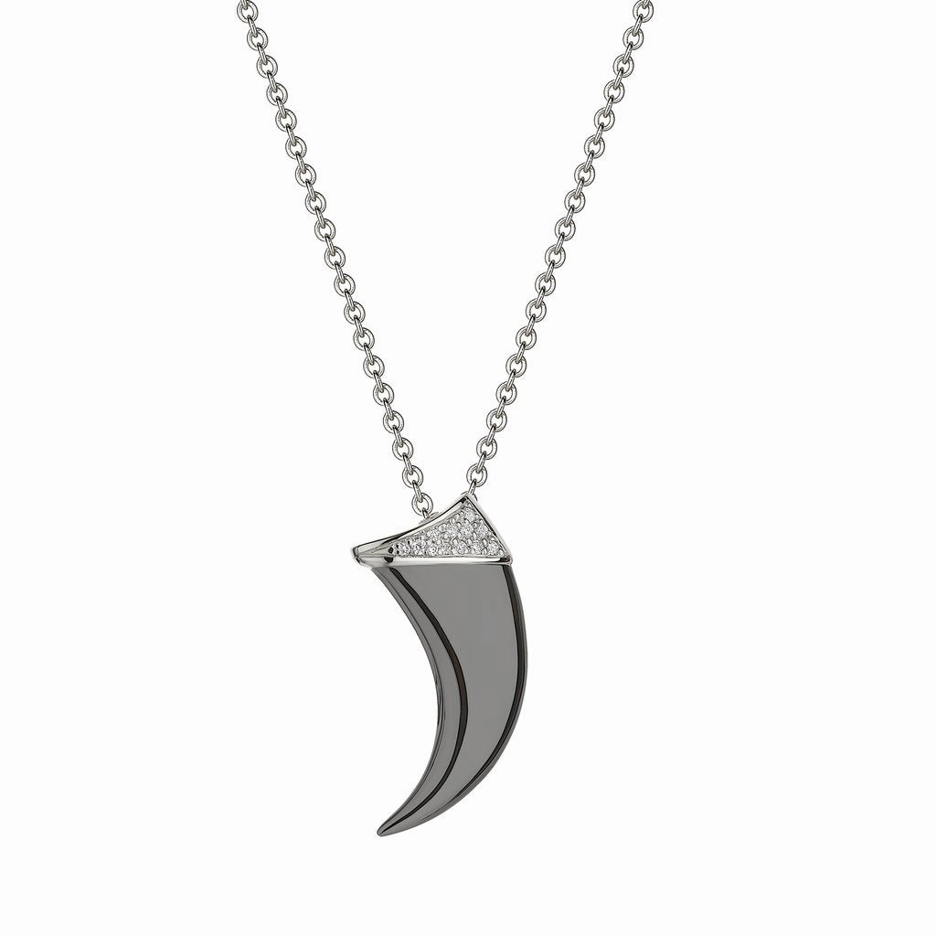 Shaun Leane Sabre Sterling Silver Black Rhodium Diamond Claw Necklace