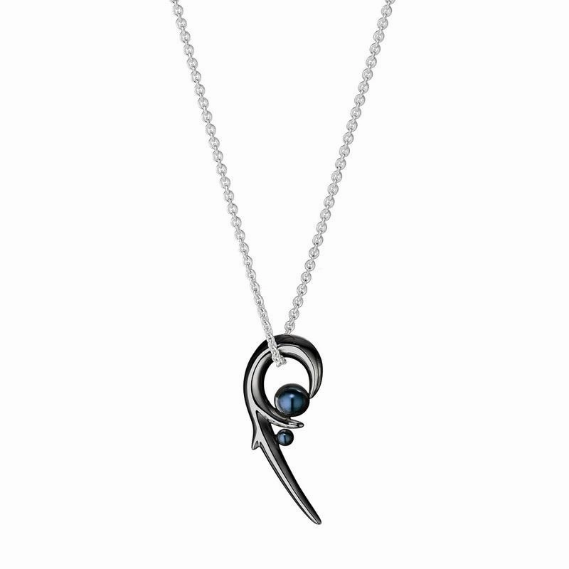 Shaun Leane Sterling Silver Black Rhodium Hooked Pearl Pendant