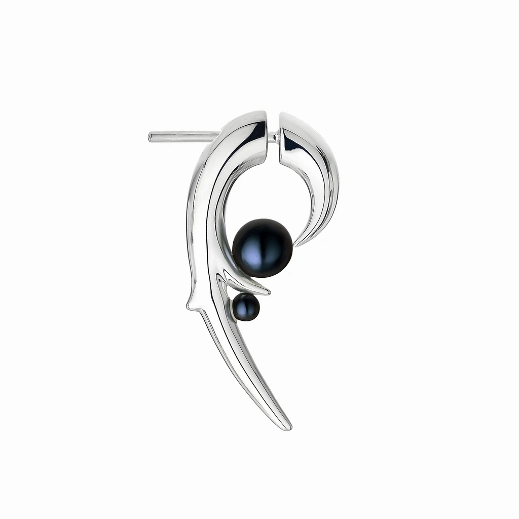 Shaun Leane Sterling Silver Hooked Pearl Earrings