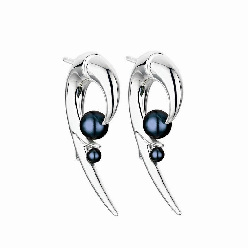 Shaun Leane Sterling Silver Hooked Pearl Earrings
