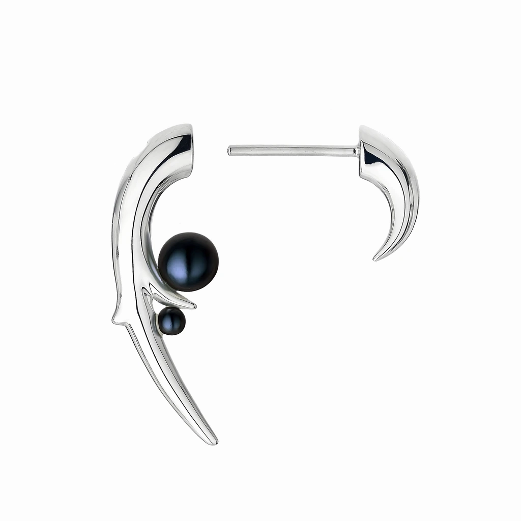 Shaun Leane Sterling Silver Hooked Pearl Earrings