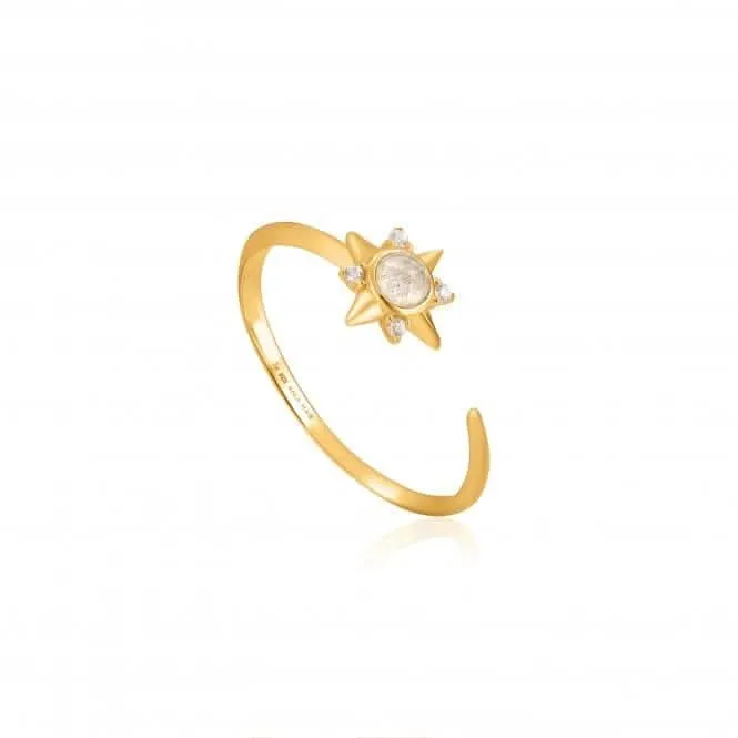 Shiny Gold Midnight Star Adjustable Ring R026-03G