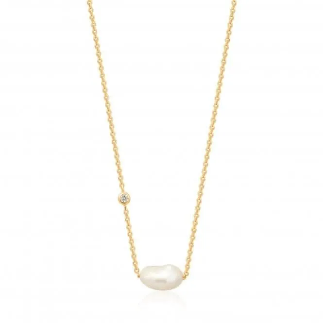 Shiny Gold Pearl Necklace N019-02G
