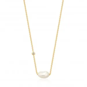 Shiny Gold Pearl Necklace N019-02G