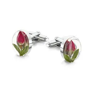 Shrieking Violet Cufflinks Rosebud Oval Silver D