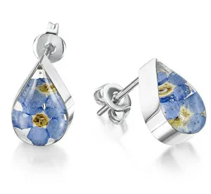 Shrieking Violet Forget Me Not Sterling Silver Teardrop Earrings