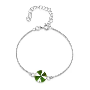 Shrieking Violet Four Leaf Clover Sterling Silver Snake Chain Bracelet
