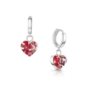 Shrieking Violet Pink Passion Sterling Silver Heart Huggie Earrings