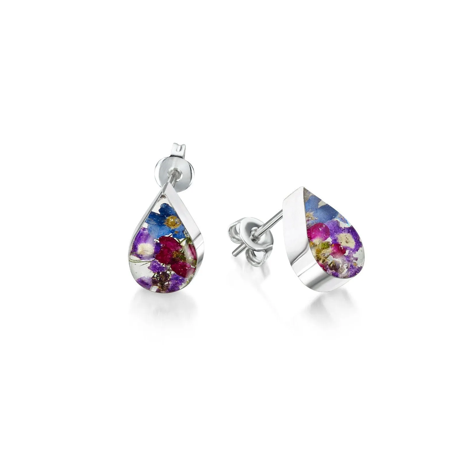 Shrieking Violet Purple Haze Sterling Silver Teardrop Stud Earrings