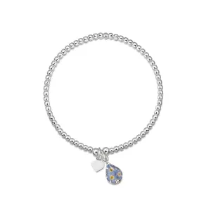 Shrieking Violet Sterling Silver Beaded Single Strand Forget Me Not Bracelet