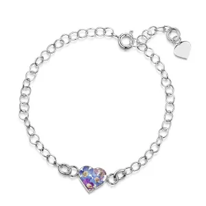Shrieking Violet Sterling Silver Forget-Me-Not Heart Chain Bracelet