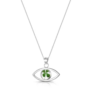 Shrieking Violet Sterling Silver Four Leaf Clover Lucky Eye Necklace