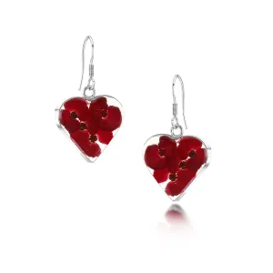 Shrieking Violet Sterling Silver Poppy Heart Drop Earrings