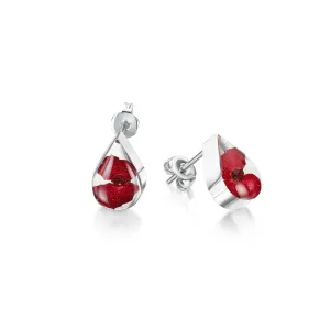 Shrieking Violet Sterling Silver Poppy Teardrop Stud Earrings