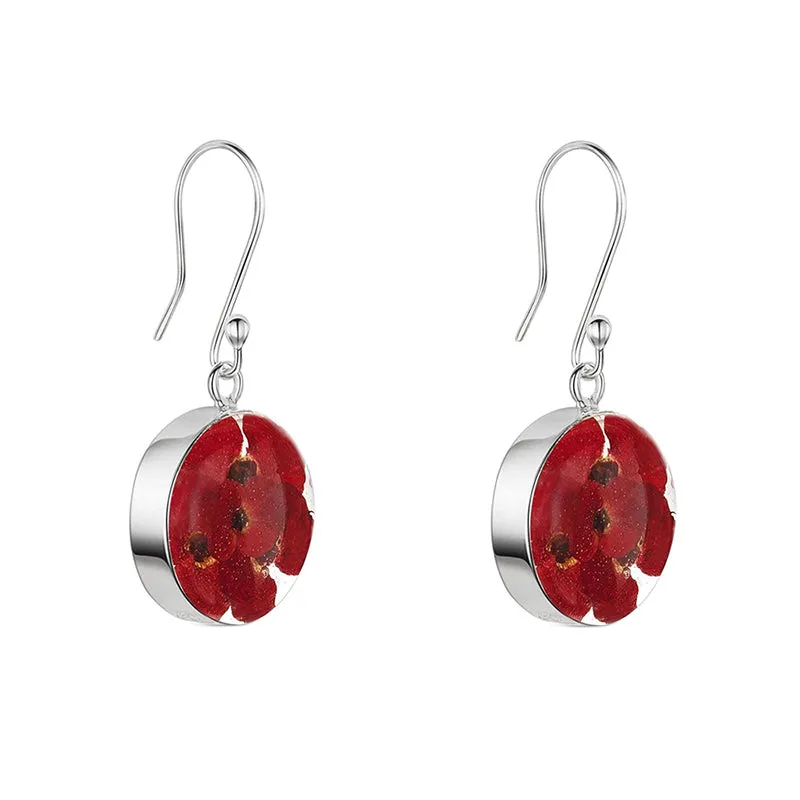 Shrieking Violet Sterling Silver Round Poppy Drop Earrings