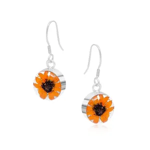 Shrieking Violet Sterling Silver Round Sunflower Drop Earrings