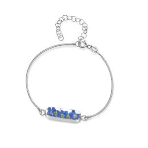 Shrieking Violet Sterling Silver Snake Chain Forget Me Not Oval Charm Bracelet