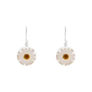 Shrieking Violet Sterling Silver White Daisy Drop Earrings