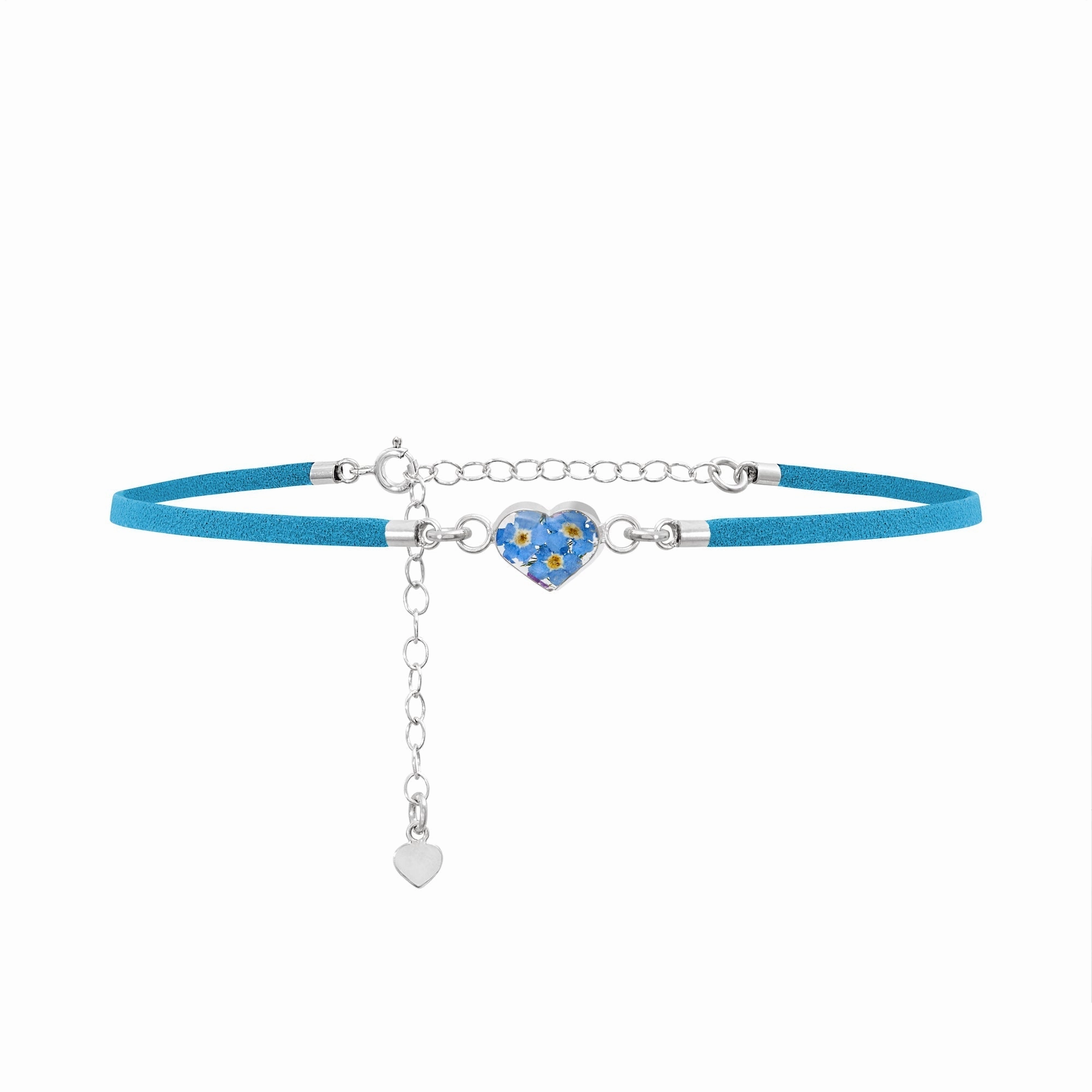 Shrieking Violet Sterling Silver Forget Me Not Heart Choker Necklace