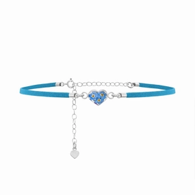 Shrieking Violet Sterling Silver Forget Me Not Heart Choker Necklace