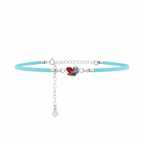 Shrieking Violet Sterling Silver Mixed Flower Charm Choker Necklace