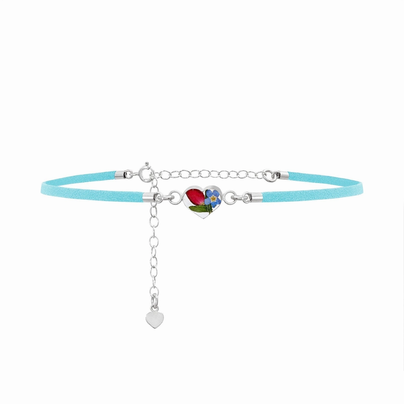 Shrieking Violet Sterling Silver Mixed Flower Charm Choker Necklace