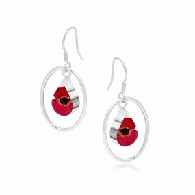 Shrieking Violet Sterling Silver Poppy Teardrop Hoop Drop Earrings