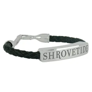 Shrovetide Sterling Silver Leather Gents Black Bracelet D