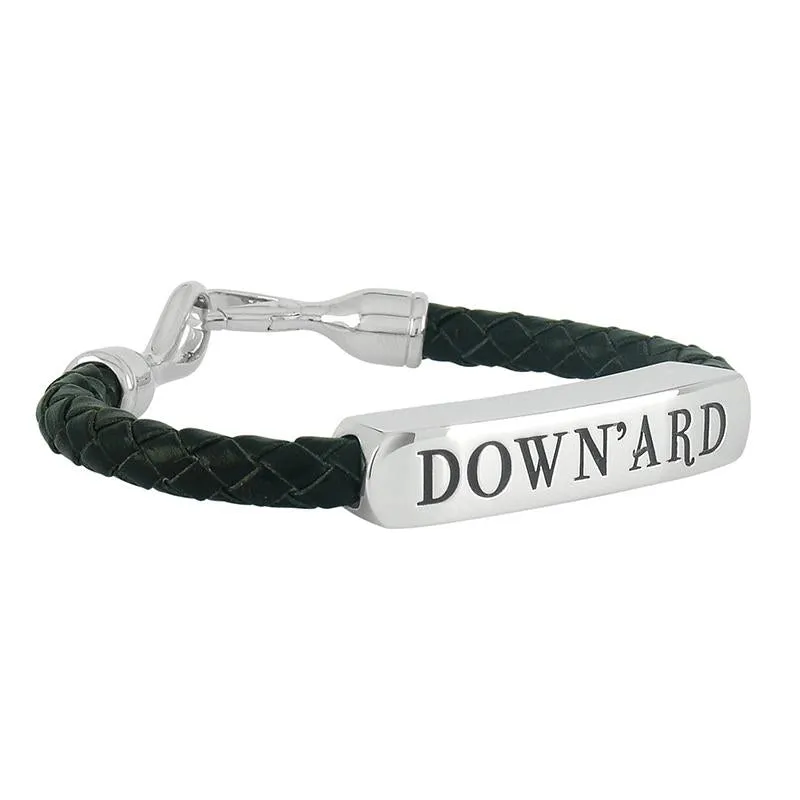 Shrovetide Sterling Silver Leather Gents Down'ard Black Bracelet