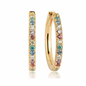 Sif Jakobs Ellera 18ct Gold Plated Sterling Silver Multicolour Zirconia Grande Hoop Earrings
