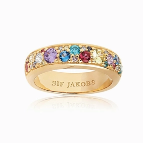 Sif Jakobs Novara 18ct Gold Plated Sterling Silver Multicolour Zirconia Band Ring D
