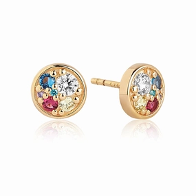 Sif Jakobs Novara 18ct Gold Plated Sterling Silver Multicolour Zirconia Piccolo Stud Earrings
