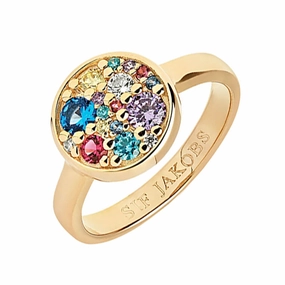Sif Jakobs Novara 18ct Gold Plated Sterling Silver Multicolour Zirconia Ring D