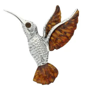 Silver Amber Large Kingfisher Necklace