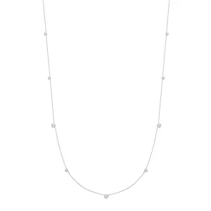 Silver Bezel Cubic Zirconia Station Necklace N065-06H