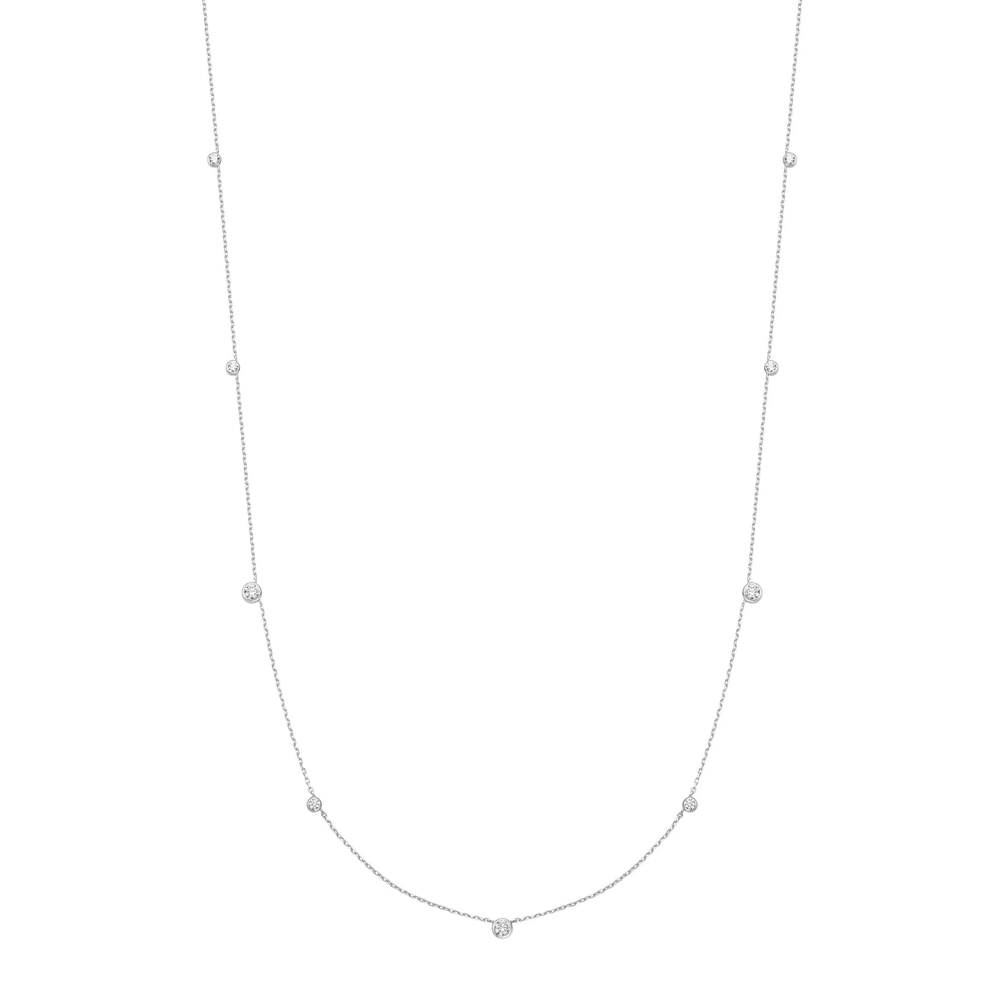 Silver Bezel Cubic Zirconia Station Necklace N065-06H