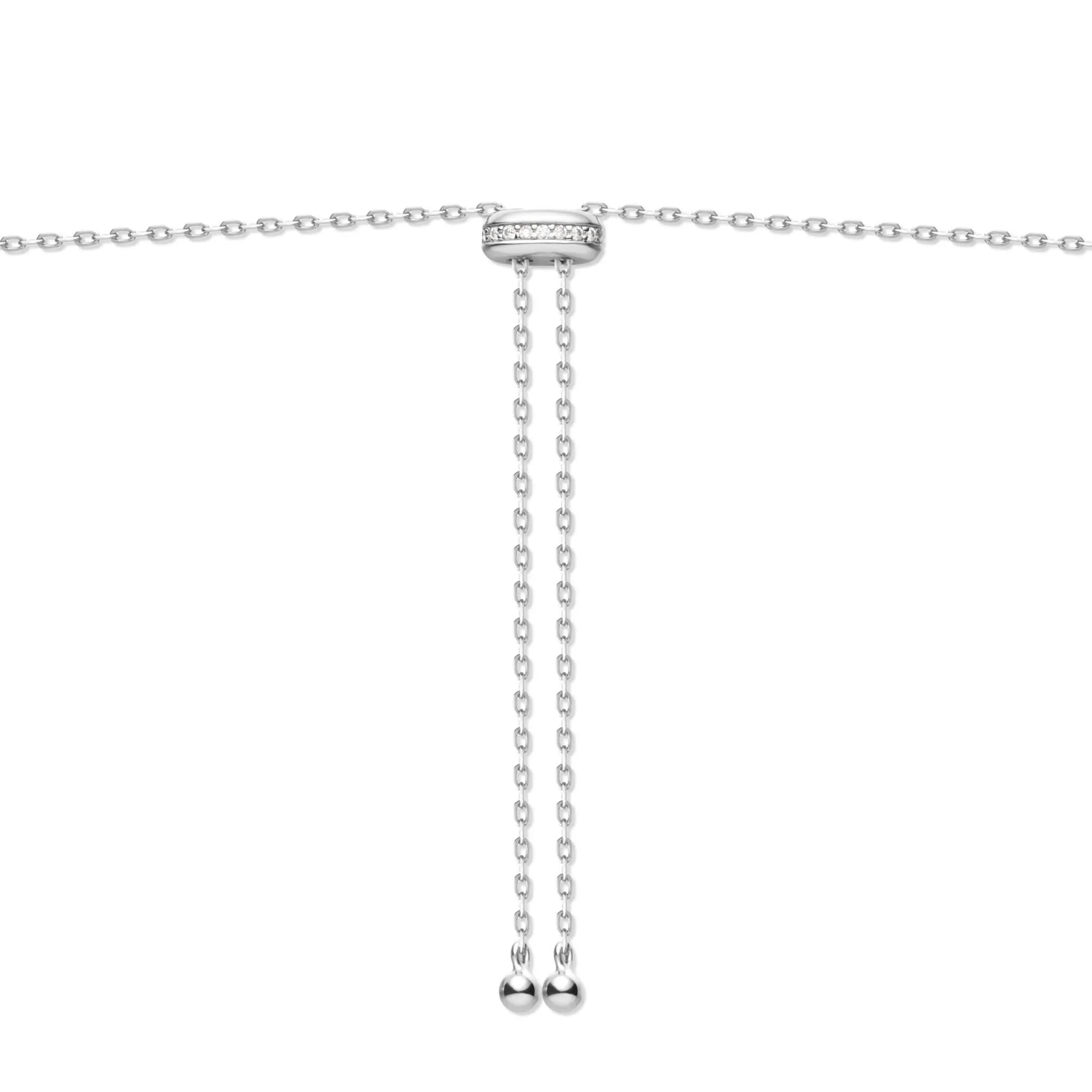 Silver Bezel Cubic Zirconia Station Necklace N065-06H