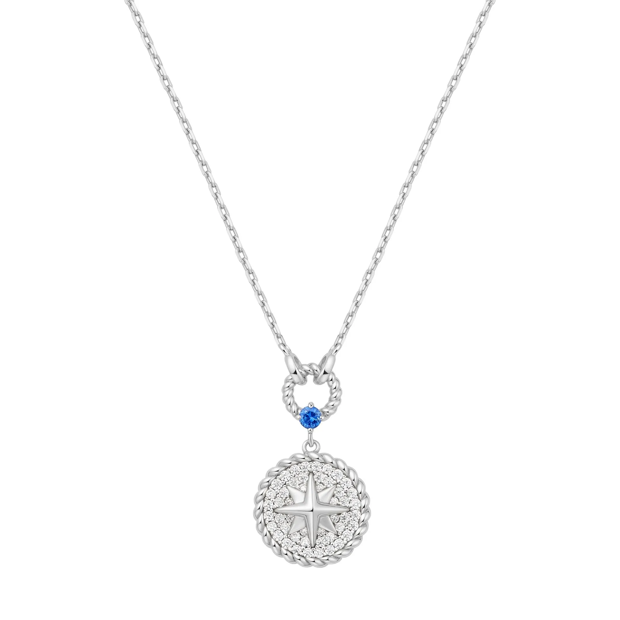 Silver Eight-Pointed Star Signet Necklace N063-05H