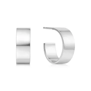 Silver Flat Medium Hoop Earrings E062-04H