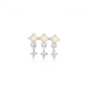 Silver Kyoto Opal Drop Sparkle Barbell Single Earring E047-04H