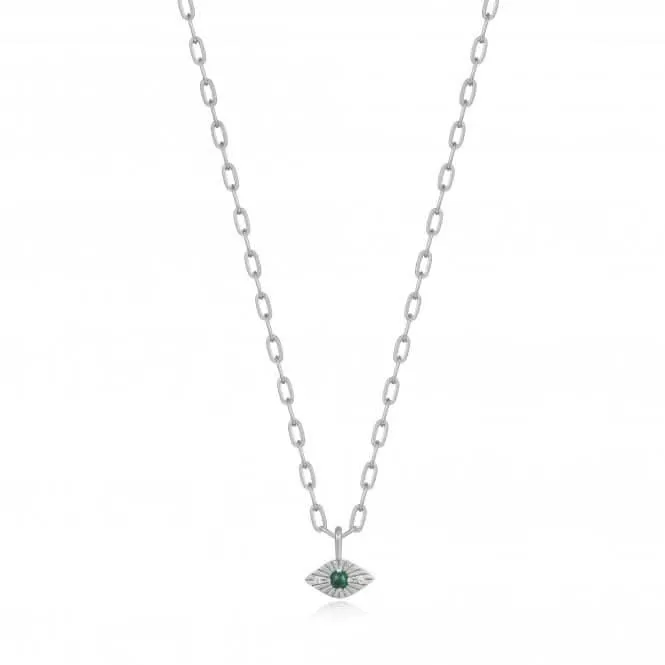 Silver Malachite Evil Eye Necklace N039-02H-M