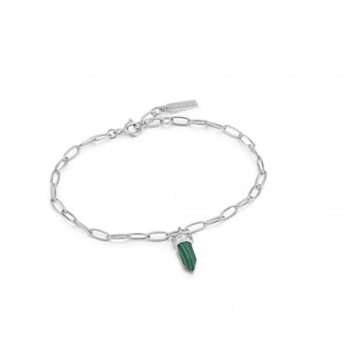 Silver Malachite Point Pendant Bracelet B039-02H-M