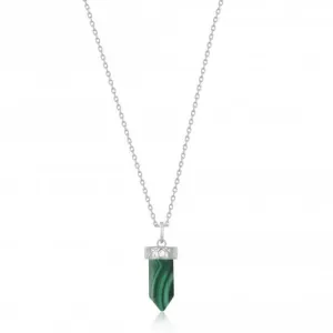 Silver Malachite Point Pendant Necklace N039-03H-M
