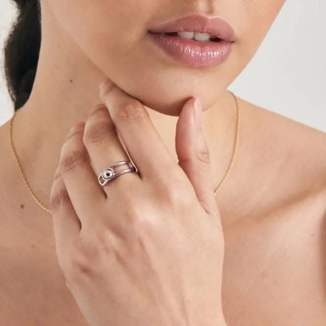 Silver Orb Claw Adjustable Ring R045-02H