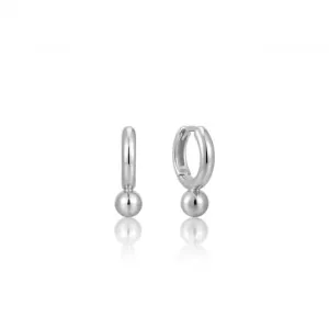 Silver Orb Drop Huggie Hoop Earrings E045-02H