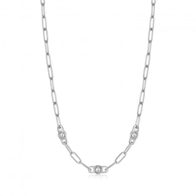 Silver Orb Link Chunky Chain Necklace N045-04H