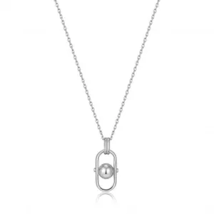 Silver Orb Link Drop Pendant Necklace N045-03H