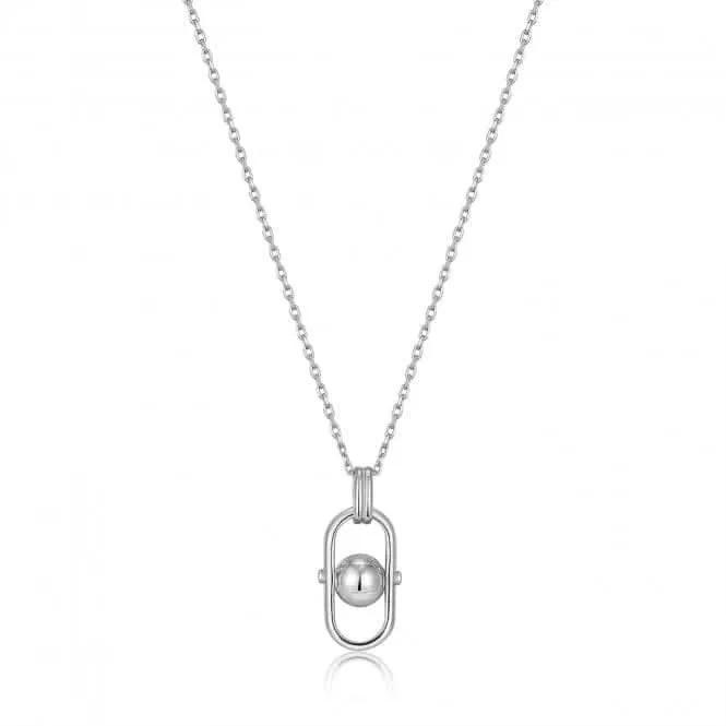 Silver Orb Link Drop Pendant Necklace N045-03H