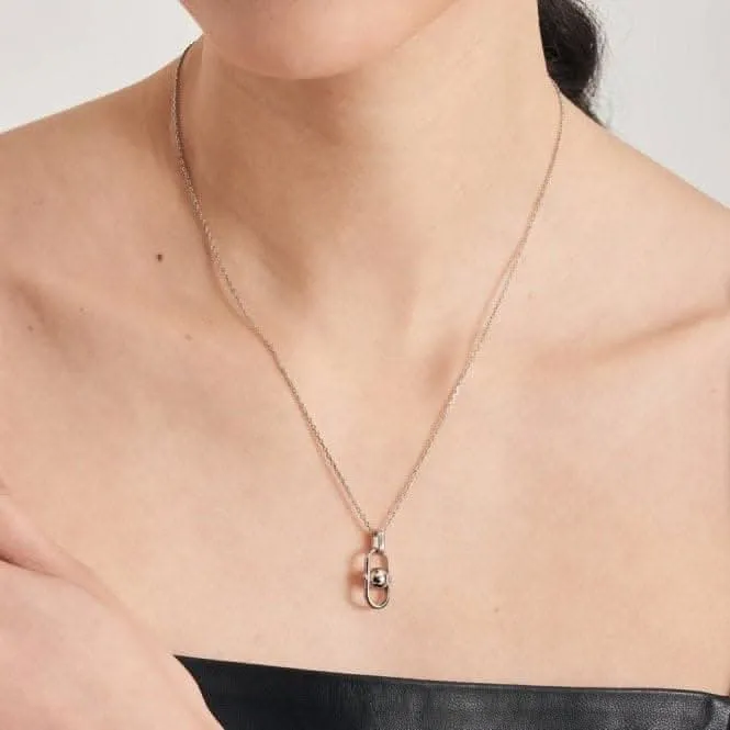 Silver Orb Link Drop Pendant Necklace N045-03H